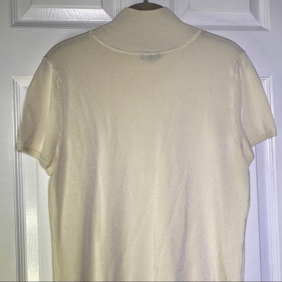 Talbots Cream Rayon Mock Neck Short Sleeve Blouse Top Size Large - Picture 6 of 8